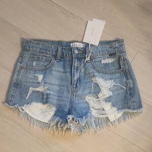 Cello Distressed Denim Shorts - Blue